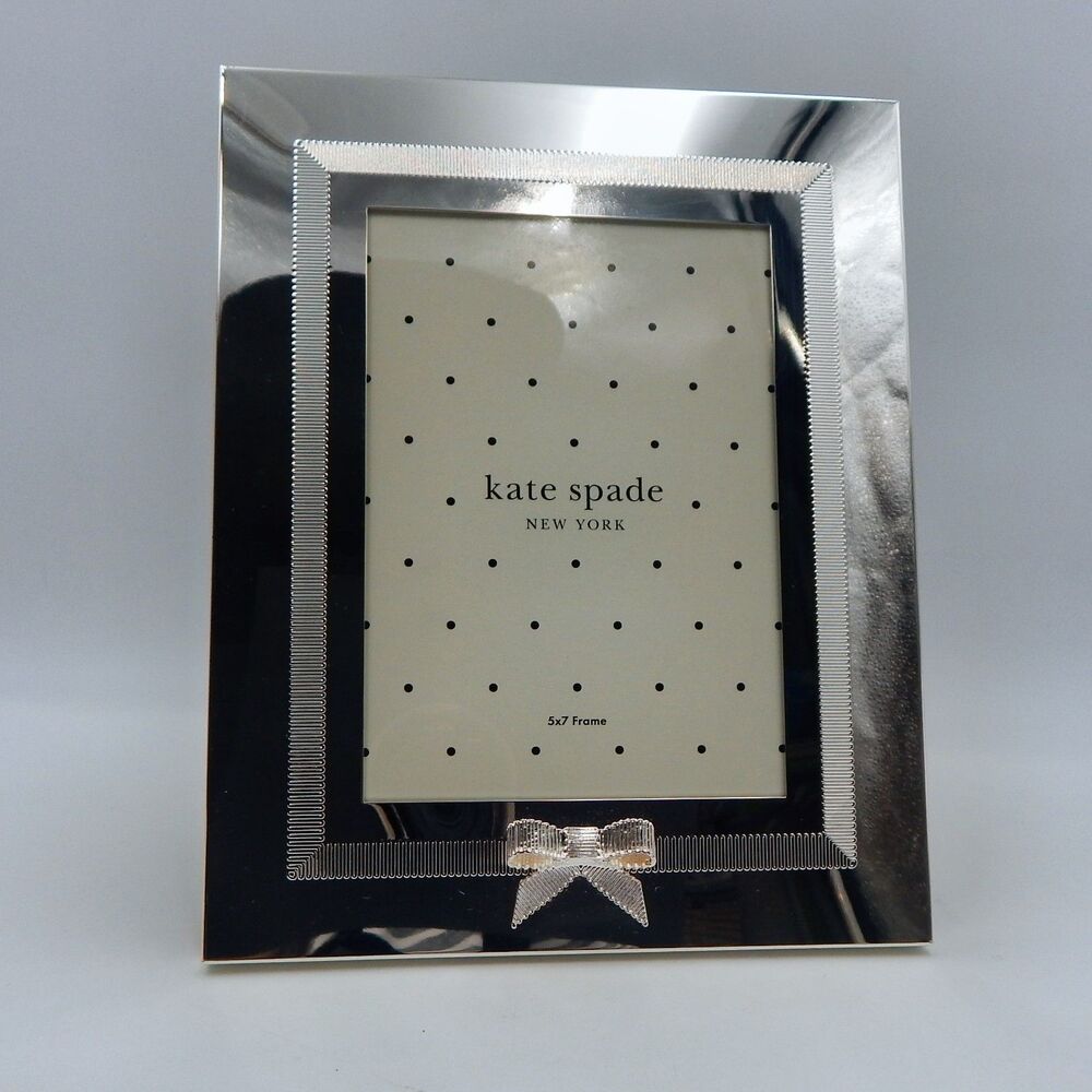 Kate Spade Grace Avenue 5x7 Inch Picture Frame Lenox Silverplate 3D Raised Bow